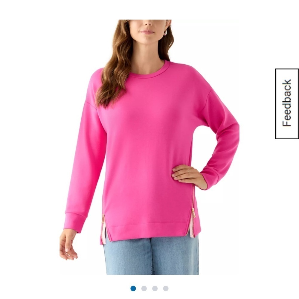 Crown & Ivy Pink Textured Sweatshirt Large